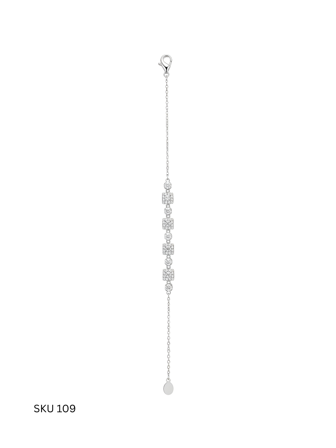 A modern square bracelet crafted in Italian sterling silver (925) and platinum plated, designed for confident feminine style.