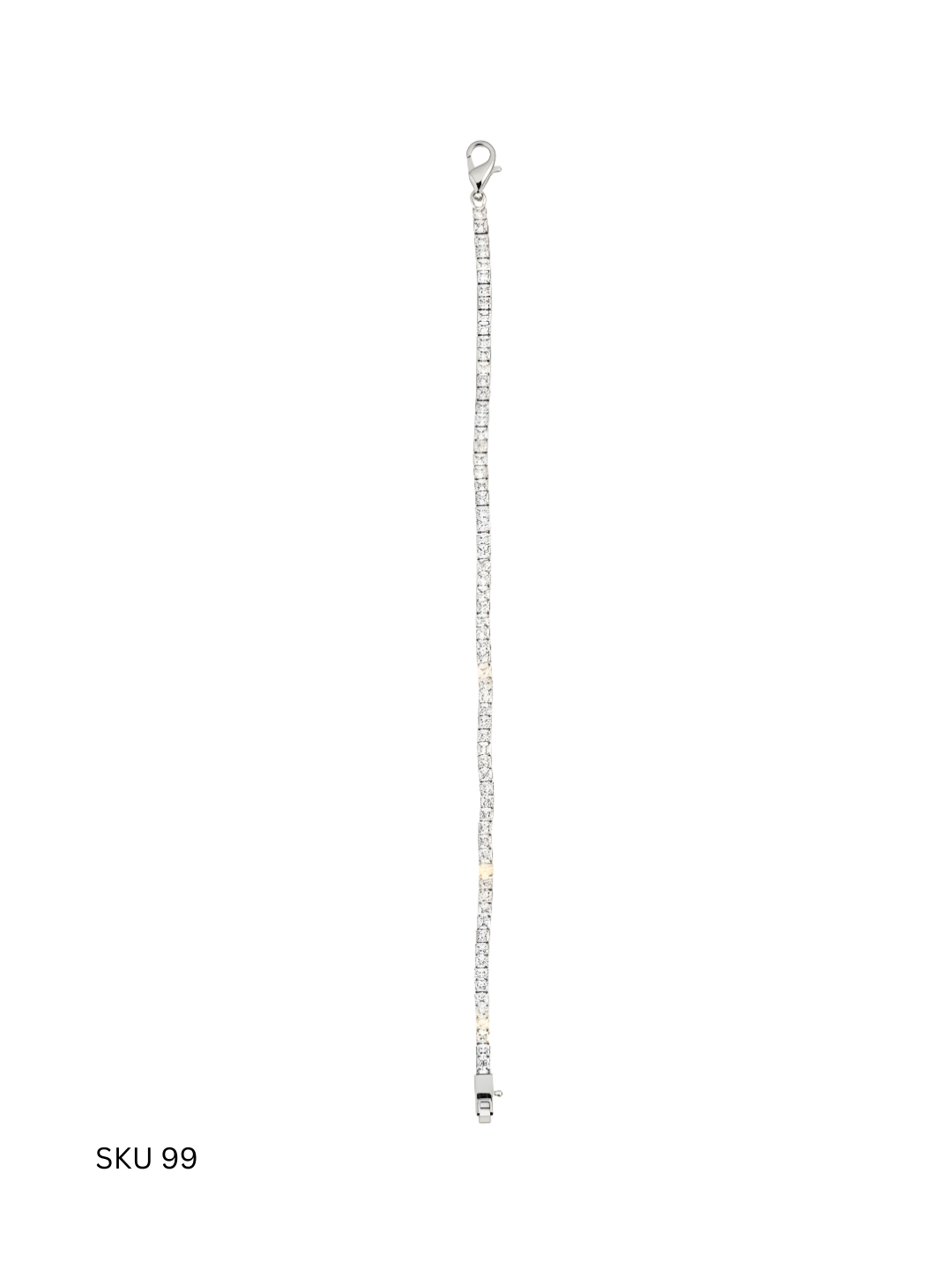 A classic tennis bracelet crafted in Italian sterling silver (925) and platinum plated, designed for timeless elegance and graceful movement.