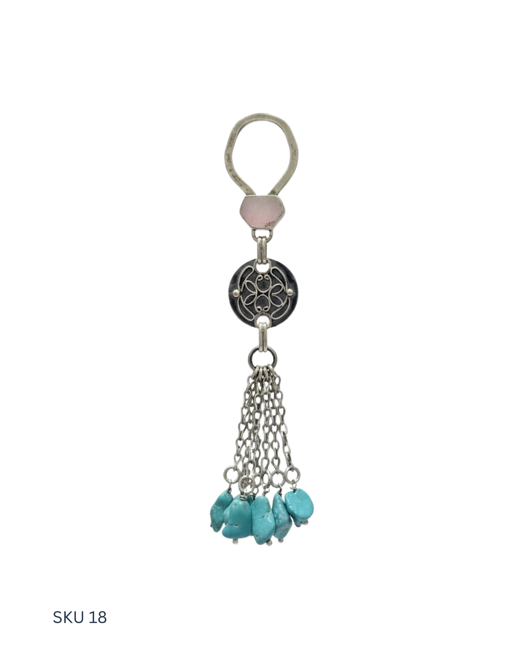 Deluxe version of the lady’s Egyptian silver medal keychain, crafted in 800 silver purity with refined stone detailing. A sophisticated Western-inspired accessory designed to elevate everyday essentials.