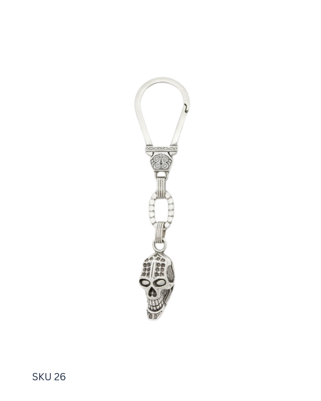 Men’s silver medal keychain crafted from Egyptian 800 silver, designed in a Western style. This best-selling piece offers masculine elegance, durability, and everyday practicality.
