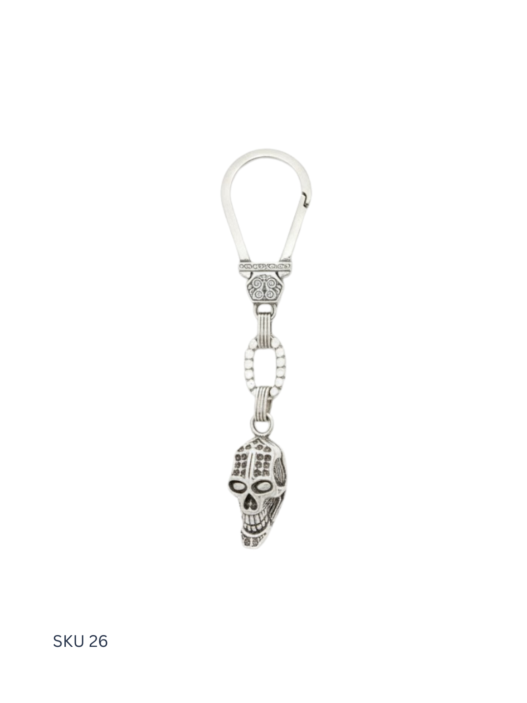 Men’s silver medal keychain crafted from Egyptian 800 silver, designed in a Western style. This best-selling piece offers masculine elegance, durability, and everyday practicality.