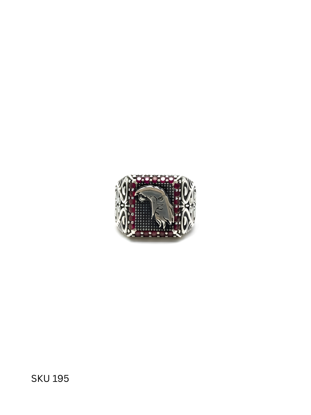 A distinctive falcon-inspired men’s ring crafted from Turkish 925 sterling silver. Symbolizing strength and vision, this ring features sculpted detailing and a bold silhouette.