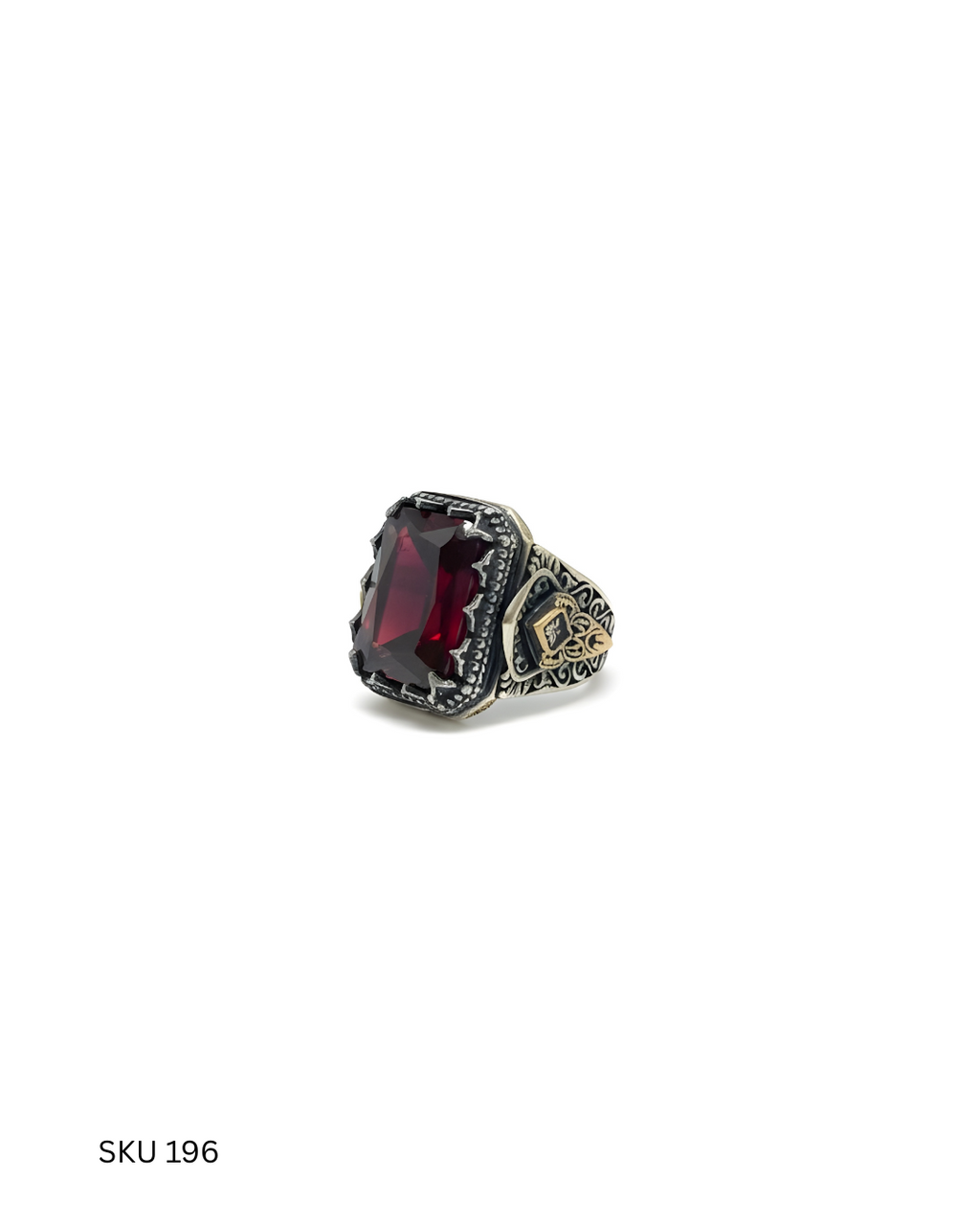 A striking men’s ring crafted from Turkish 925 sterling silver and set with a rich red stone. Designed as a premium statement piece, it conveys power, confidence, and refined taste.