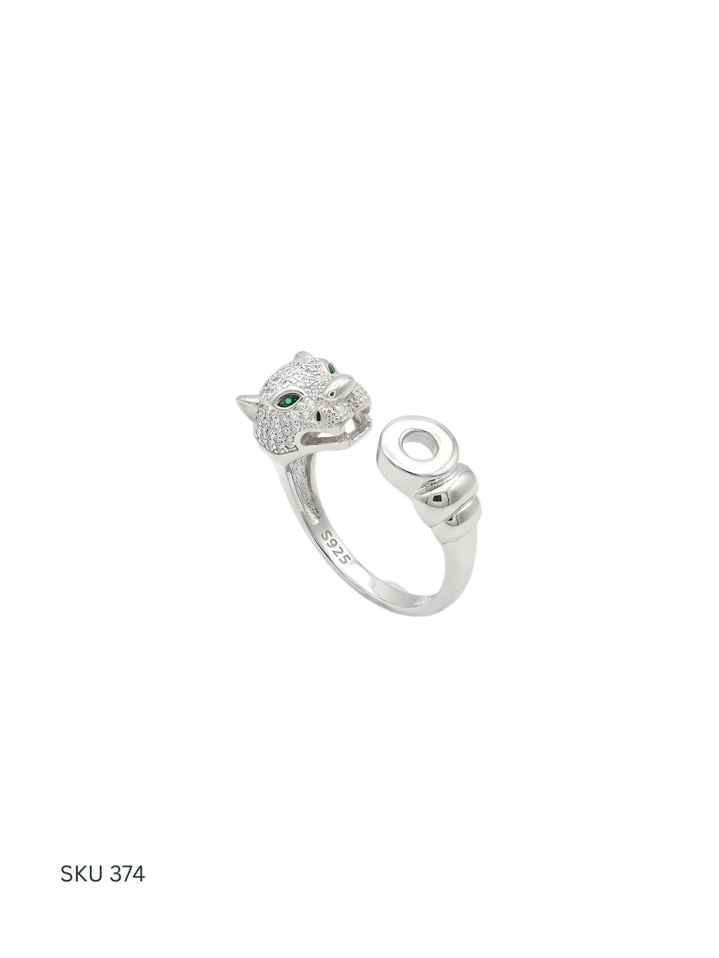 Silver ring with gemstone on a white background