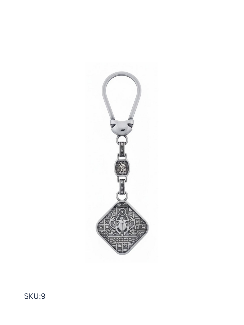 A premium Pharaonic silver medal keychain crafted from Egyptian 800 silver. Showcasing heritage-inspired detailing and polished finishing, this piece offers a strong cultural statement with elevated quality and presentation.