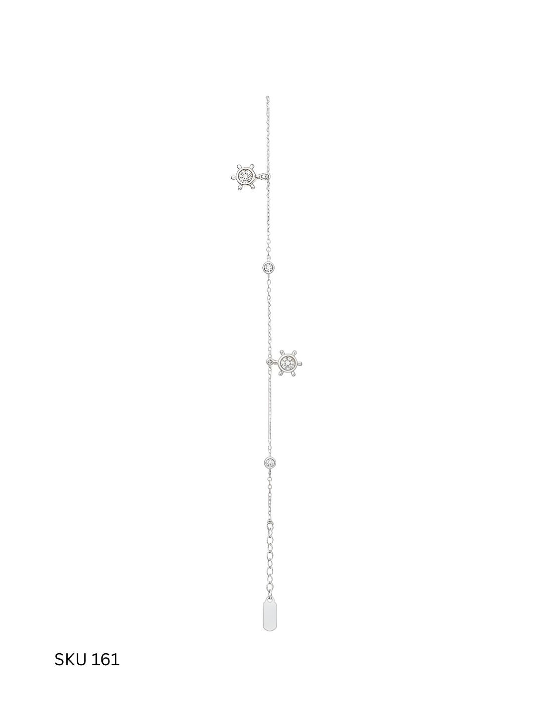 A nautical-inspired ship’s wheel anklet crafted from Italian 925 sterling silver and platinum plated. Symbolizing direction and adventure, it is both meaningful and stylish.