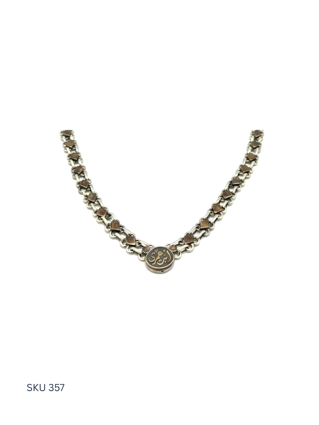 Gold chain necklace with a clasp on a white background