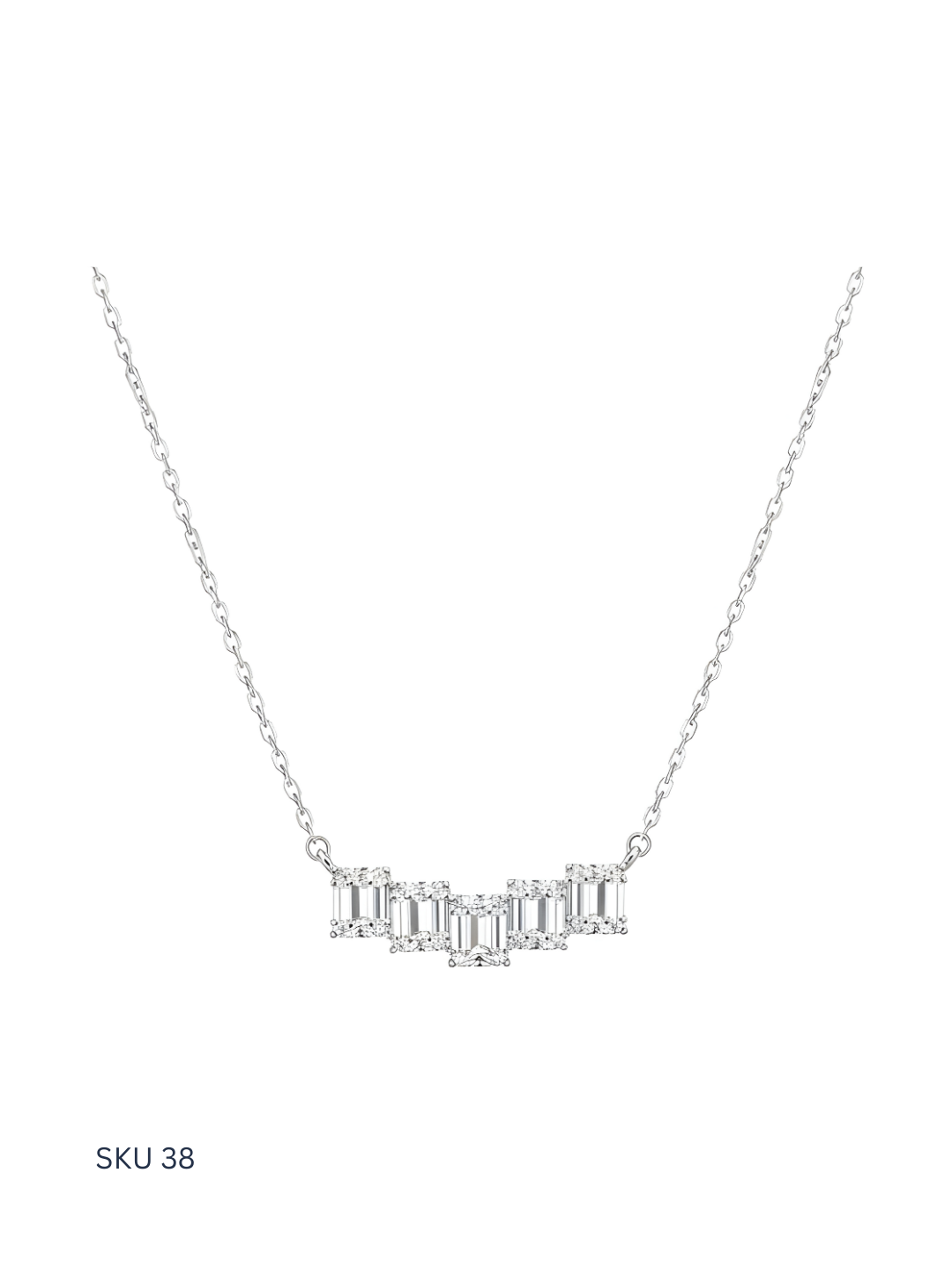 A contemporary squares necklace crafted from Italian sterling silver 925 and platinum plated. Designed for her, this new arrival features geometric elegance with a polished Western aesthetic.