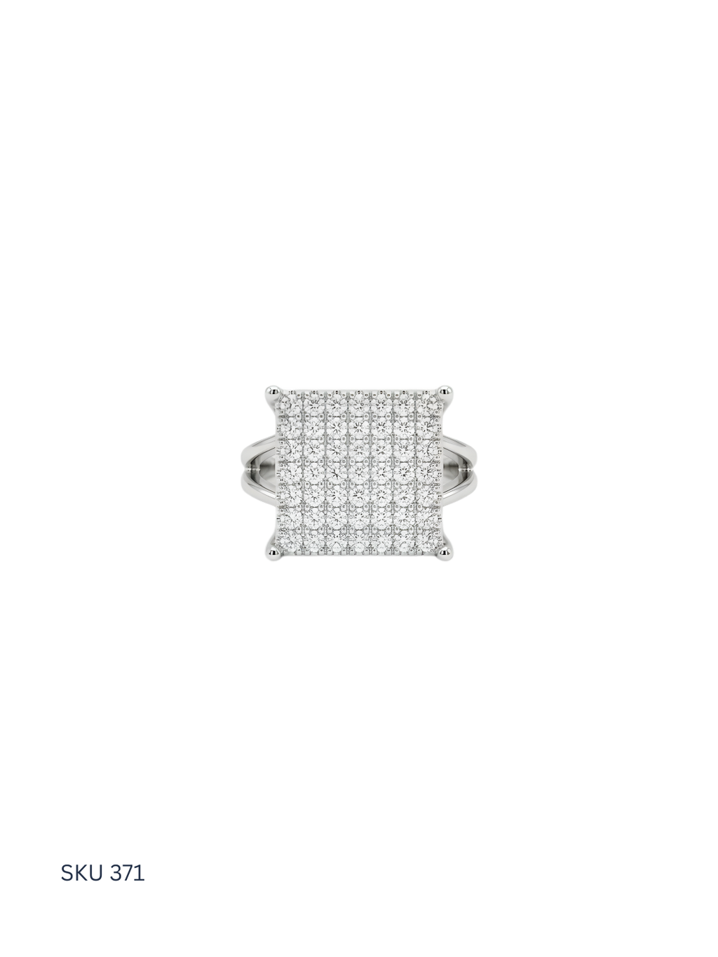Square-shaped earring with clear stones on a white background