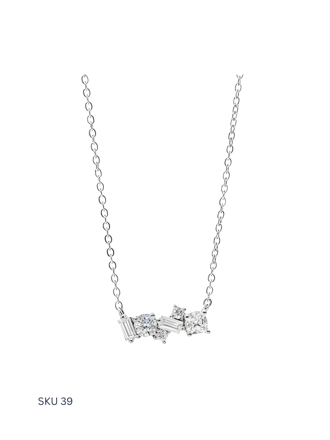 A delicate stone necklace crafted from Italian sterling silver 925 with platinum-painted detailing. This basic and economic design offers understated elegance for daily wear.
