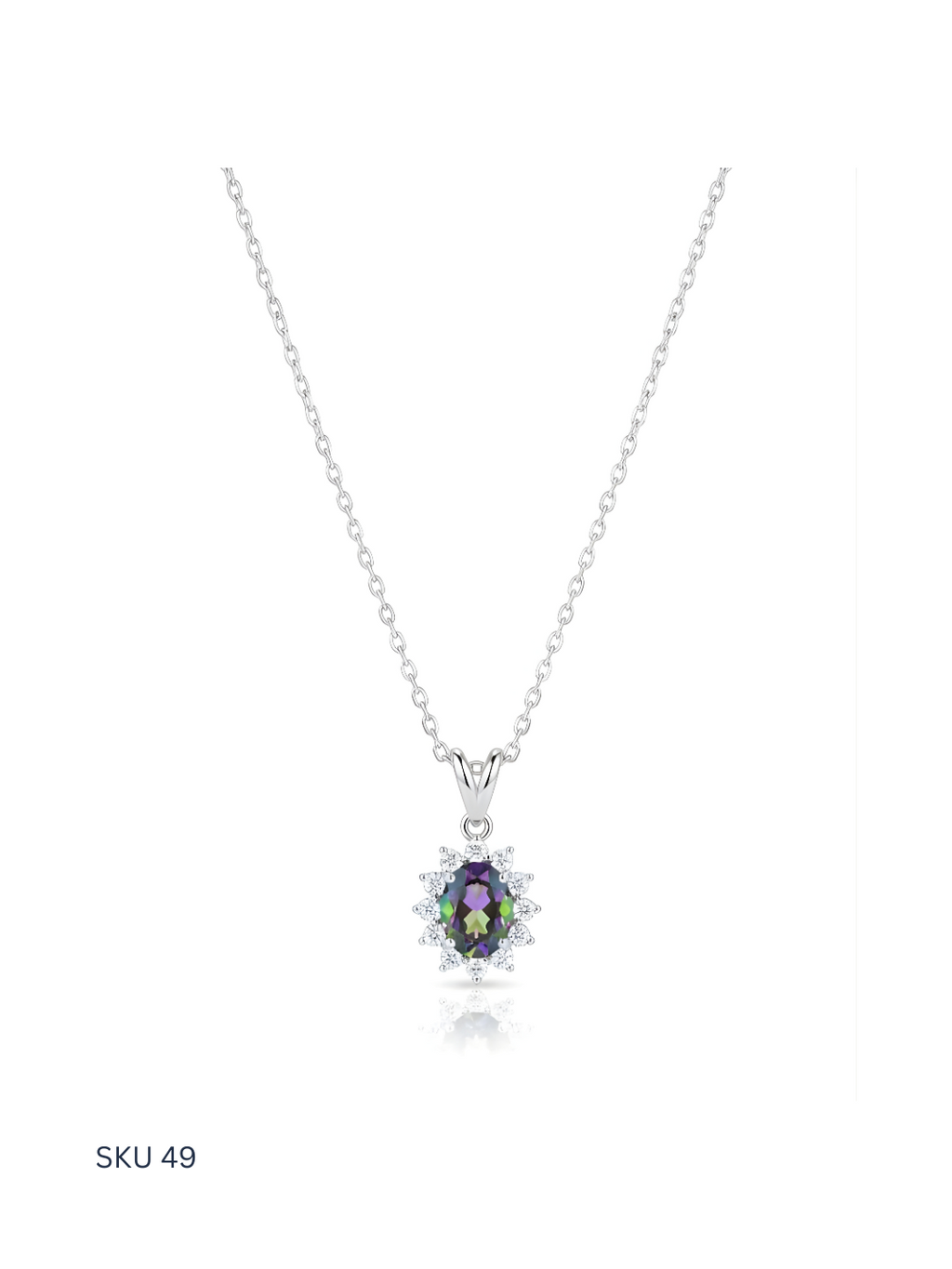 A stylish stone-accented necklace made from Italian sterling silver 925 with platinum paint. The mixed lobe design adds visual interest while remaining elegant and easy to pair with everyday outfits. A versatile addition to any jewelry collection.