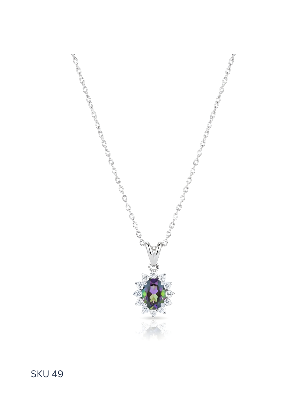 A stylish stone-accented necklace made from Italian sterling silver 925 with platinum paint. The mixed lobe design adds visual interest while remaining elegant and easy to pair with everyday outfits. A versatile addition to any jewelry collection.