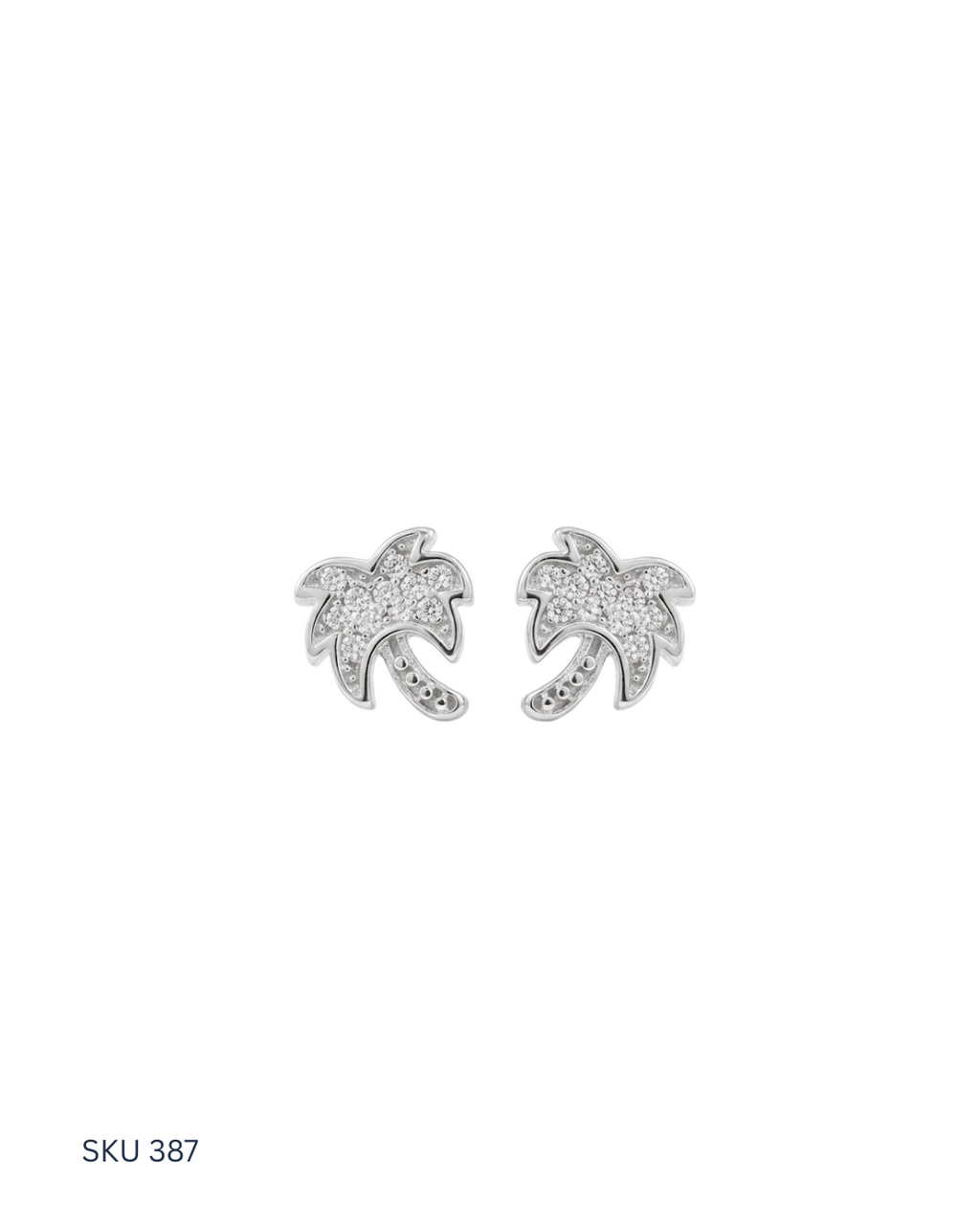 Tree-Shaped Sterling Silver Earrings with Platinum Plating