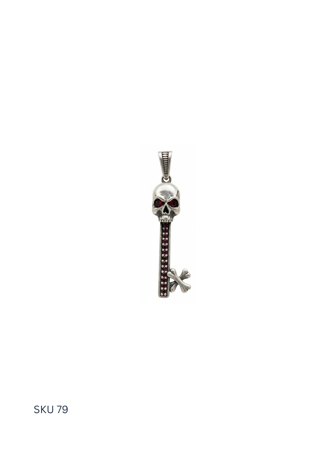 A bold skull key pendant crafted in Turkish sterling silver (925), symbolizing mystery, strength, and individuality in Western-inspired men’s jewelry.