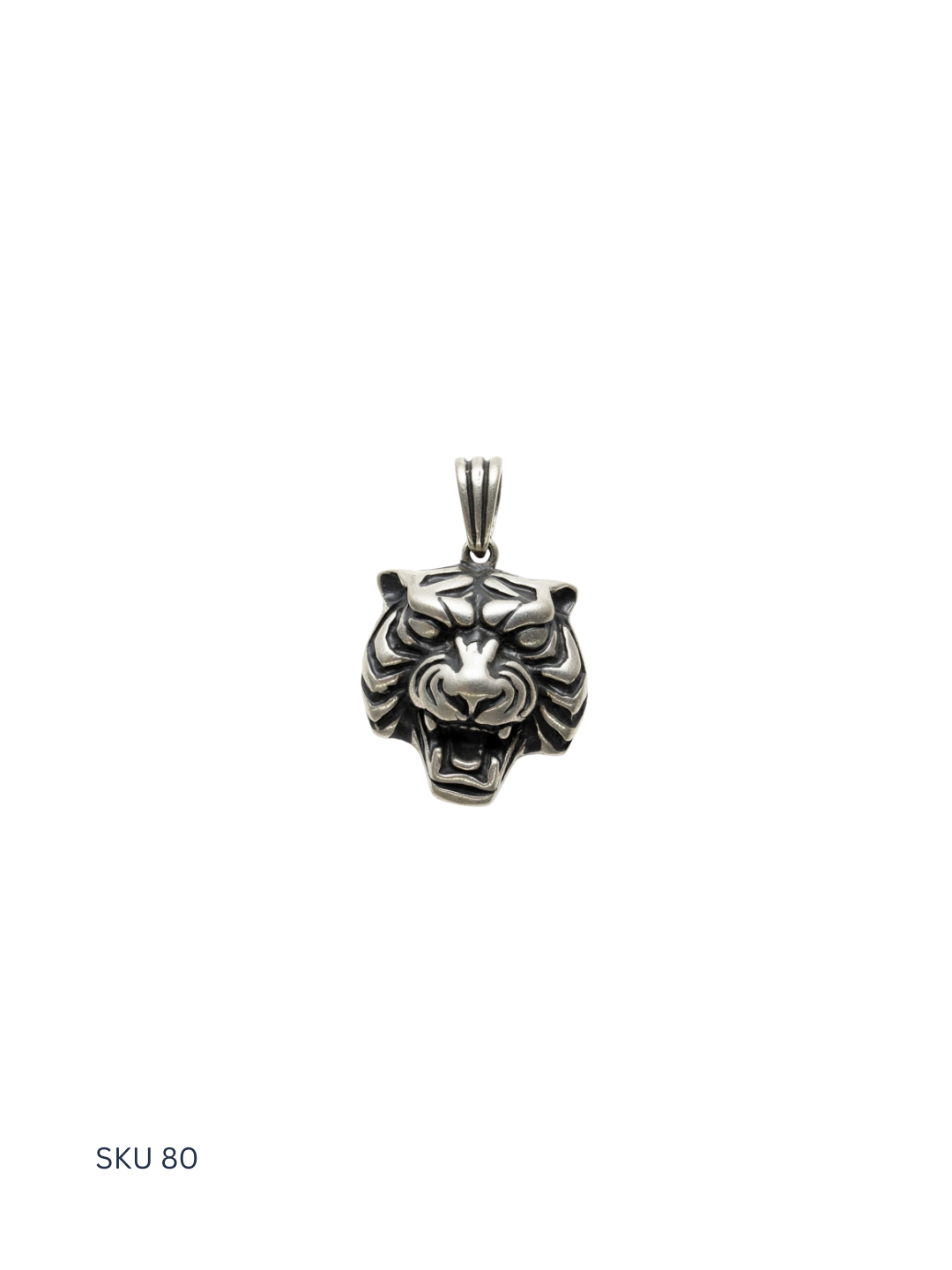 A powerful tiger pendant crafted in Turkish sterling silver (925), representing courage, dominance, and fearless masculinity.