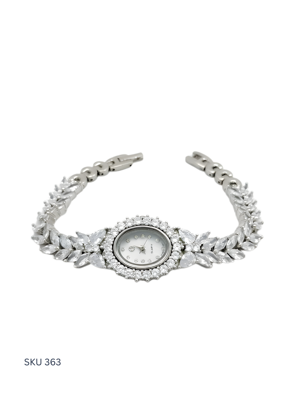 Silver bracelet watch on a white background