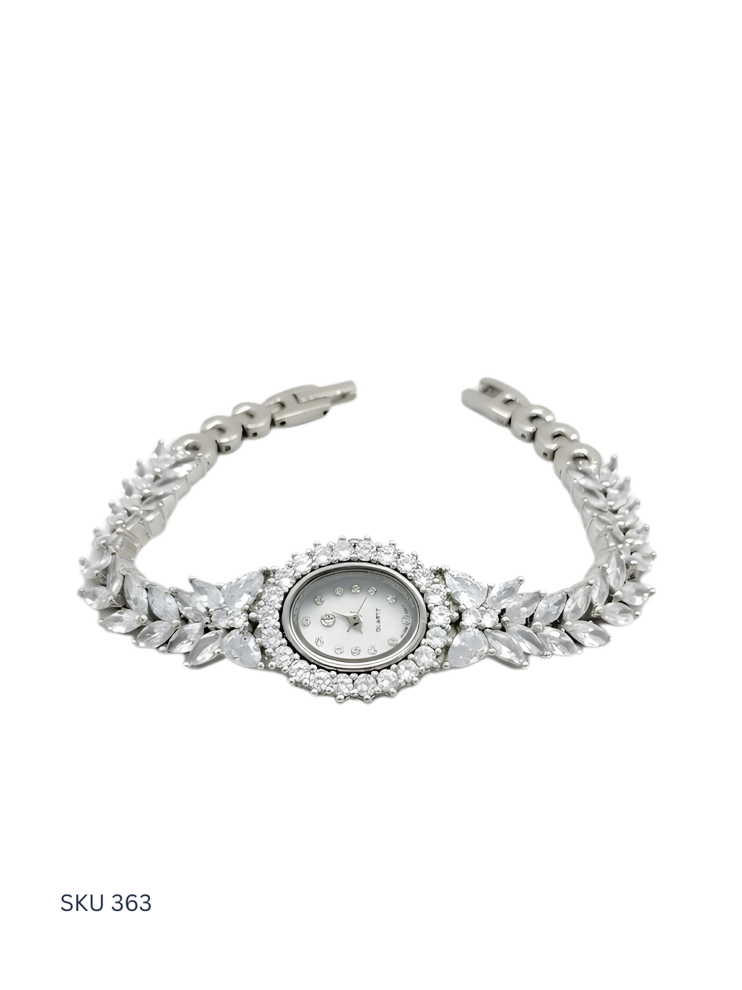 Silver bracelet watch on a white background