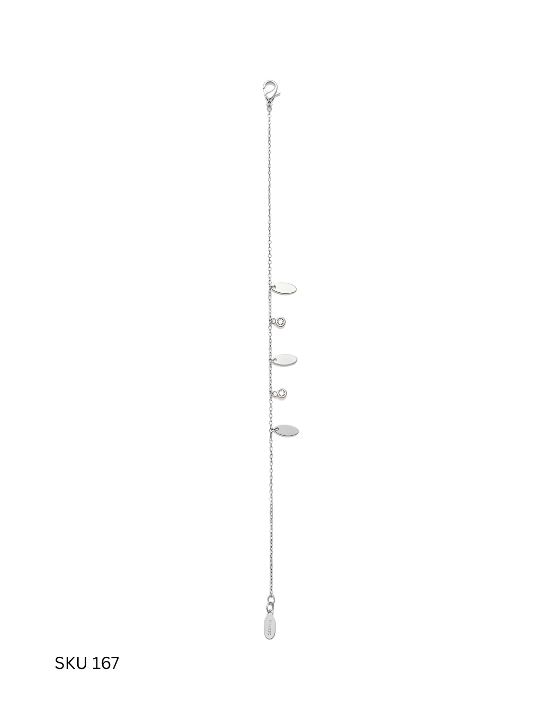 An essential white stone anklet crafted from Italian 925 sterling silver and platinum plated. Lightweight and minimal, ideal for effortless daily styling.