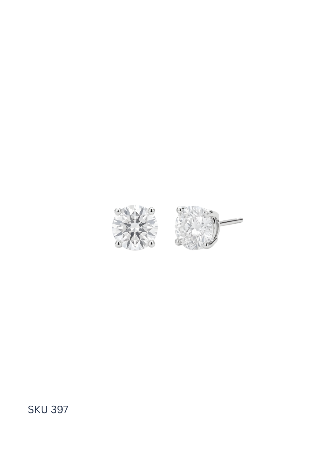Pair of diamond stud earrings on a white background with SKU 397.