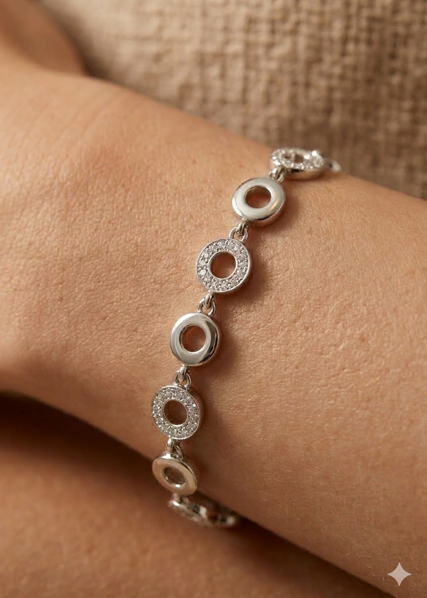 Circle Shape Sterling Silver Bracelet