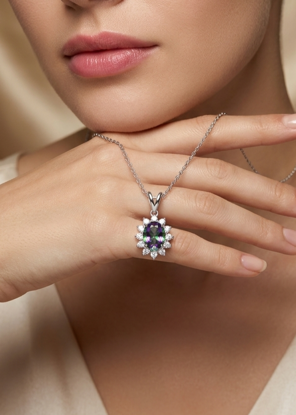 Stone Necklace – Sterling Silver 925