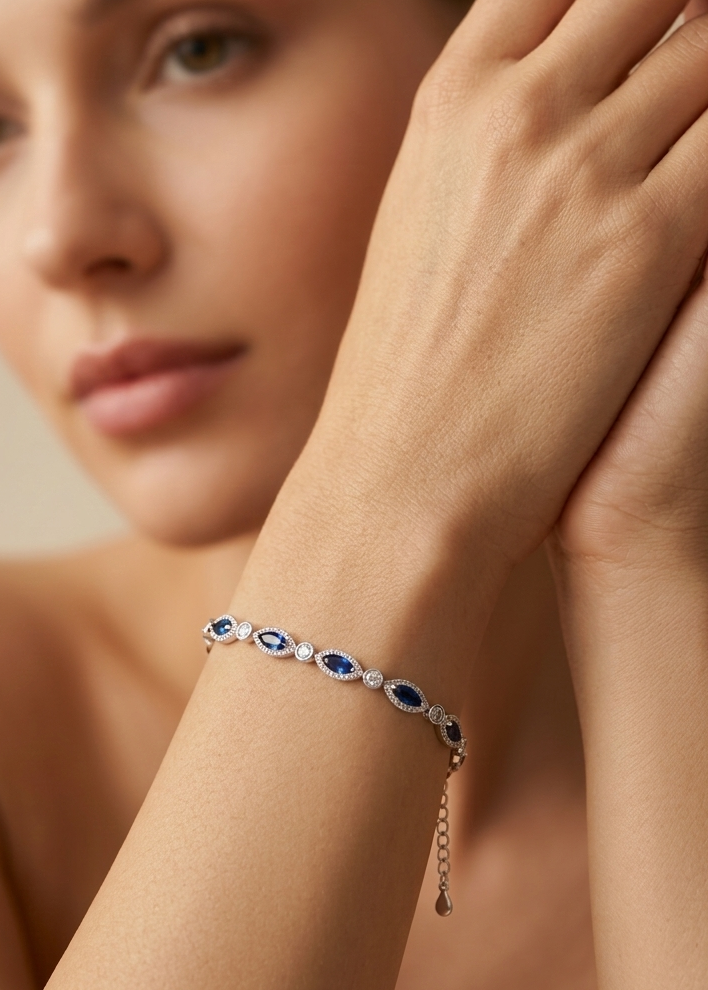 Italian Blue Stone Silver Bracelet 925