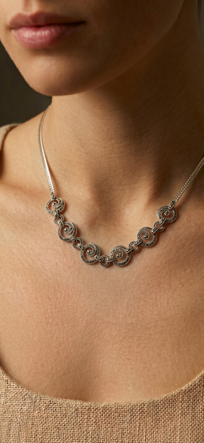 925 Sterling Silver Necklace with Swiss Stones