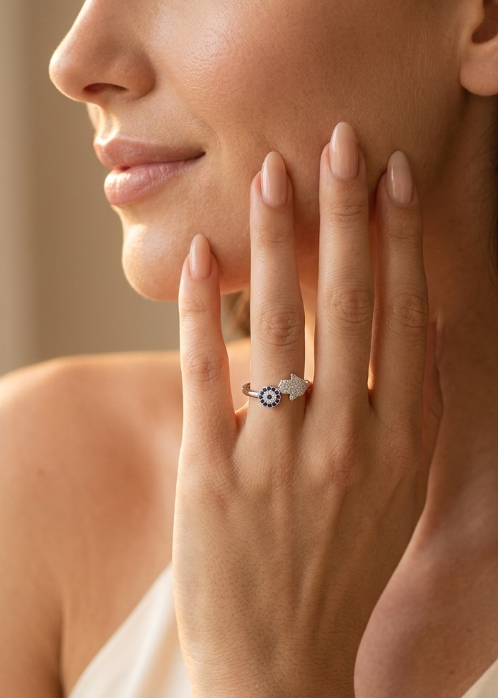 Evil Eye Hamsa Ring – 925 Silver