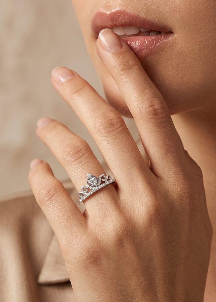 Italian Crown Ring – Platinum Plated 925 Silver