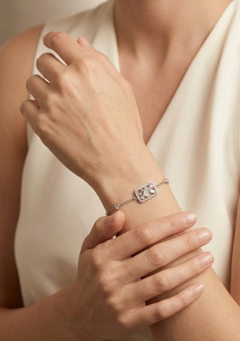 Square Shape Sterling Silver Bracelet